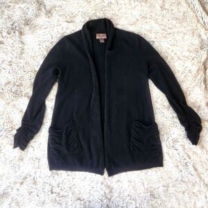 Fenn Wright Manson Gathered Wrist Black Cashmere Cardigan‎ Sweater Size Small